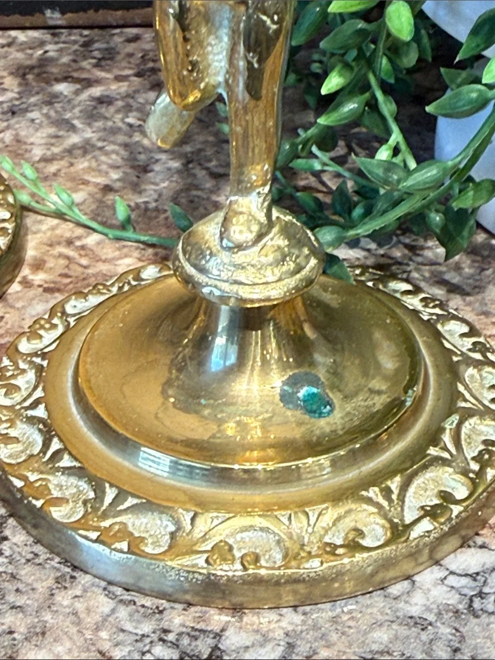 Brass Cherub Candle Holders - Set of 2